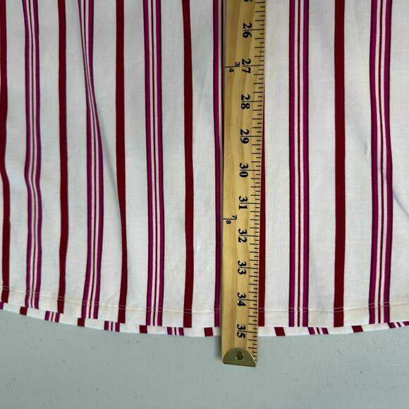 Soma Cool Nights Sleepshirt XL Red Cream Long Sleeve Striped - Picture 7 of 12